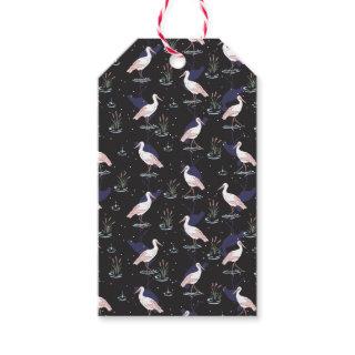 Serene Stork Pond Pattern - Elegant Reflections Gift Tags