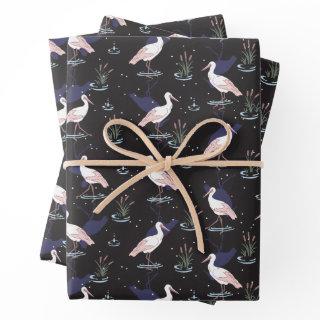 Serene Stork Pond Pattern - Elegant Reflections  Sheets