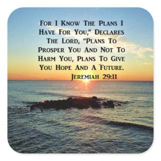 SERENE SUNRISE JEREMIAH 29:11 SCRIPTURE DESIGN SQUARE STICKER