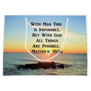 SERENE SUNRISE MATTHEW 19:26 SCRIPTURE LARGE GIFT BAG