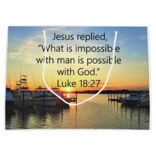 SERENE SUNSET LUKE 18:27 SCRIPTURE DESIGN LARGE GIFT BAG