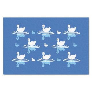 Serene Waters - Playful Swan Lake Pattern Design Tissue Paper
