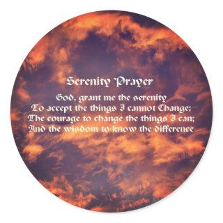 Serenity Prayer Sky Clouds Inspirational  Classic Round Sticker