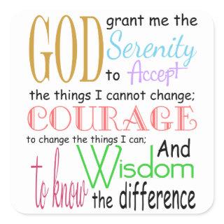 Serenity Prayer Square Sticker