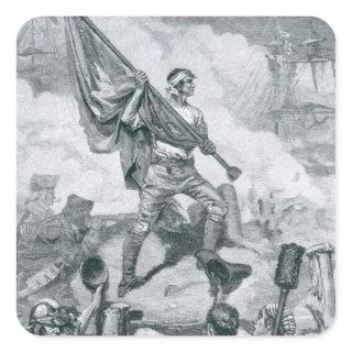 Sergeant Jasper at the Battle of Fort Moultrie Square Sticker
