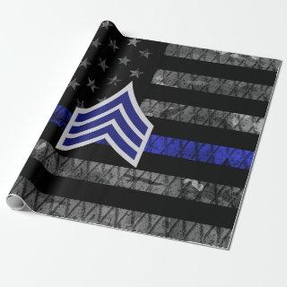 Sergeant Stripes Thin Blue Line Distressed Flag