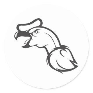 Serious Andean Condor Bird in Black and White Classic Round Sticker