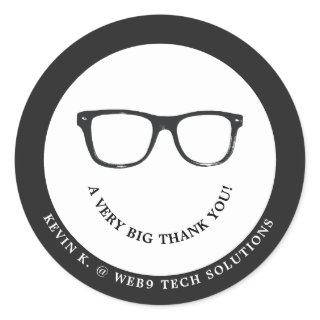 Serious Spectacles | Minimal Thank You Smile Classic Round Sticker