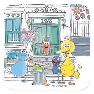 Sesame Pals Doodley Graphic Square Sticker