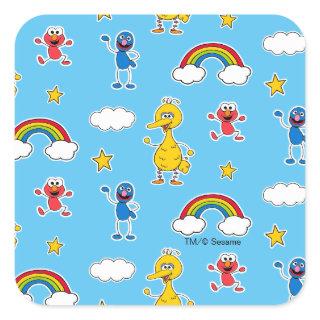 Sesame Pals Rainbow Doodley Pattern Square Sticker