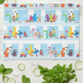 Sesame Pals Walking Along Sesame Street Pattern Kitchen Towel