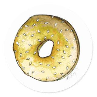 Sesame Seed Bagel New York City NYC Deli Breakfast Classic Round Sticker