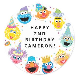 Sesame Street Pals Confetti Birthday Classic Round Sticker