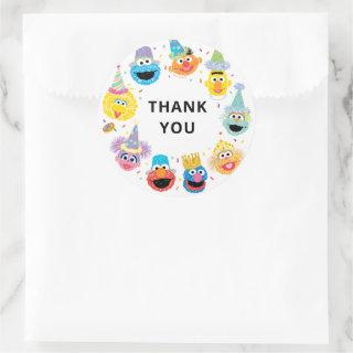 Sesame Street Pals Confetti Birthday Thank You Classic Round Sticker