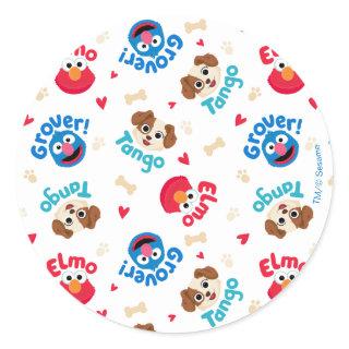 Sesame Street | Tango, Elmo, & Grover Pattern Classic Round Sticker