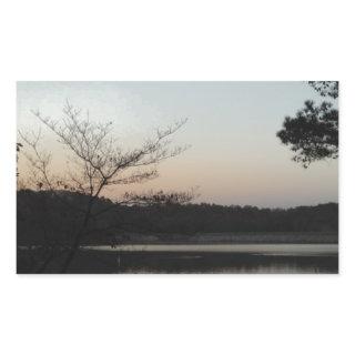 Setting Sun, Rising Moon  over  Lake Arrowhead Rectangular Sticker