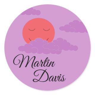 Setting Sun with Purple Clouds Classic Round Sticker