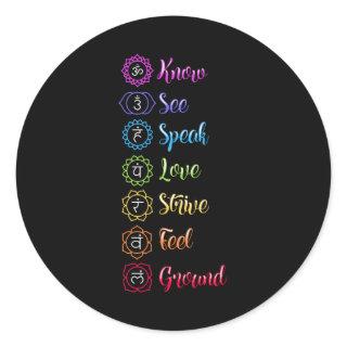 Seven Chakra Om Yoga Classic Round Sticker