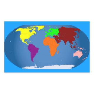 Seven Continents Colored Rectangular Sticker