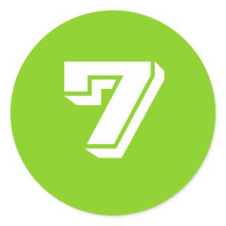 Seven Small Round Green Number Stickers by Janz