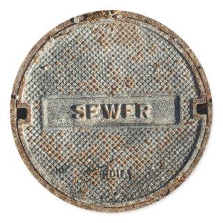 Sewer Manhole Cover Roadway Classic Round Sticker