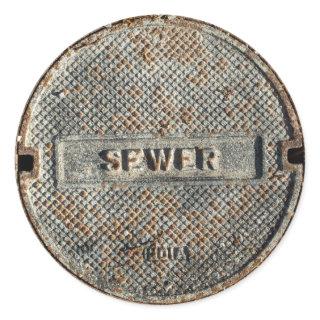 Sewer Manhole Cover Roadway Classic Round Sticker