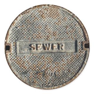 Sewer Manhole Cover Roadway Classic Round Sticker