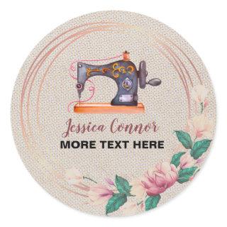 Sewing machine Cream off-white Background Classic Round Sticker