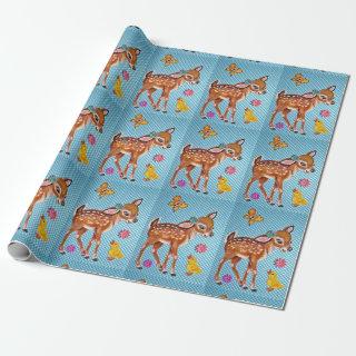 Shabby Chic Blue Fawn Design Gift Wrap Supplies