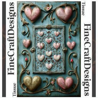 Shabby Chic Hearts + Vines Decoupage Left 158 Tissue Paper