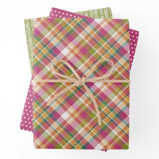 Shabby Chic Pink Orange Teal Green White Gingham  Sheets