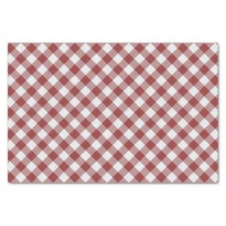 Shabby Chic White Light Maroon Red Gingham Tissue Paper
