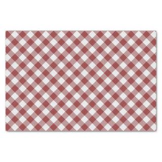 Shabby Chic White Light Maroon Red Gingham Tissue Paper