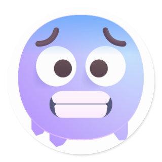 Shaded Cold Face Cute Adorable Emoji Purplish Blue Classic Round Sticker