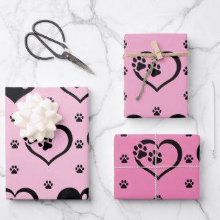 Shades of Complementary Pink Paw Hearts  Sheets