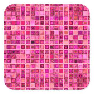 Shades Of Dark Pink 'Watery' Mosaic Tile Pattern Square Sticker