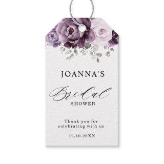 Shades of Dusty Purple Blooms Floral Bridal Shower Gift Tags