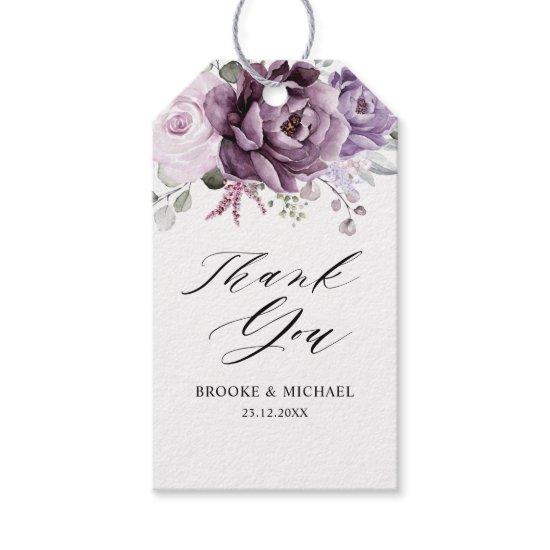 Shades of Dusty Purple Blooms Moody Floral Wedding Gift Tags