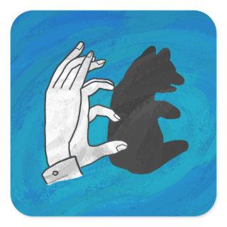 Shadow Bear Cub On Blue Square Sticker