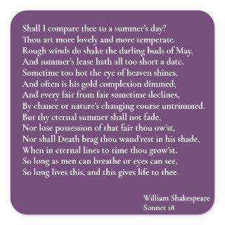 Shall I compare thee to a summer's day? sonnet 18 Square Sticker