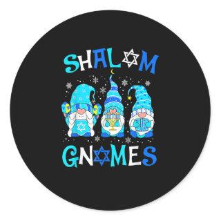 Shalom Gnome Jewish Hanukkah Chanukkah Gnomes Fami Classic Round Sticker