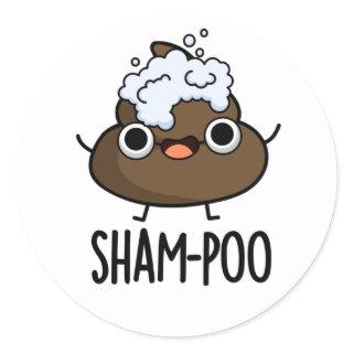 Sham-poo Funny Poop With Shampoo Bubbles Pun Classic Round Sticker