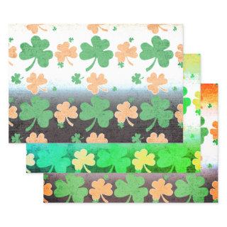 Shamrocks in Distressed Irish Flag Colors  Sheets