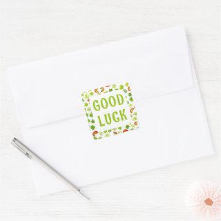 Shamrocks Rainbow Watercolor ST PATRICKS GOOD LUCK Square Sticker