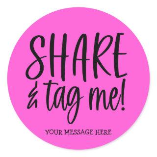 Share and Tag Instagram Hot Pink Business Sticker