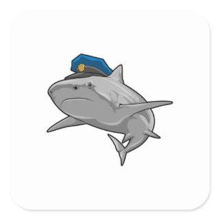 Shark as Police officer Police Square Sticker