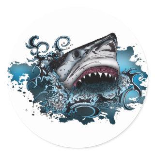 Shark Attack Classic Round Sticker