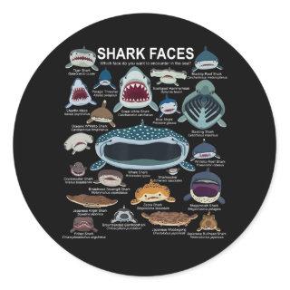 Shark Faces Which Face Do You Want To Encounter Classic Round Sticker