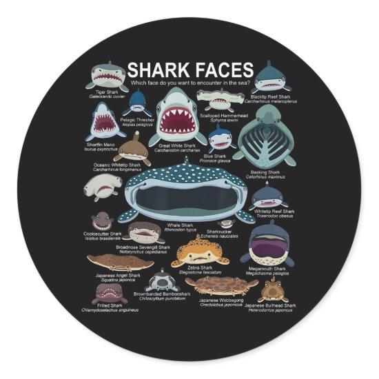 Shark Faces Which Face Do You Want To Encounter Classic Round Sticker