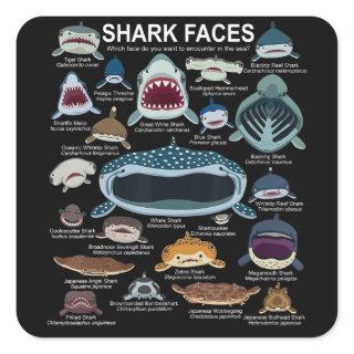 Shark Faces Which Face Do You Want To Encounter Square Sticker